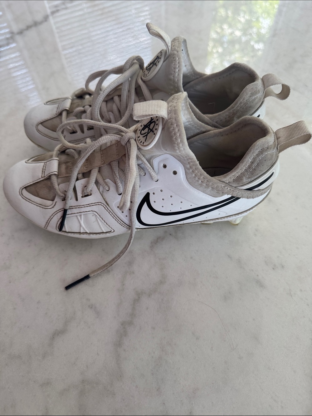 Nike Alpha Hurache White  Lacrosse Cleats with Black Swoosh Accent